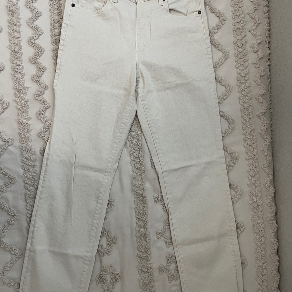 AG Adriano Goldschmied Cream Straight Leg Jeans